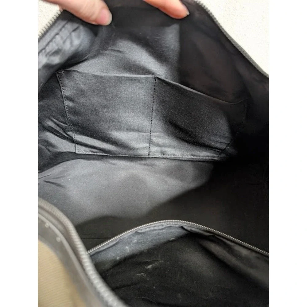 Maverick‎ and C Olive Green Canvas Nylon Strip Duffle Bag Weekend Travel Pockets
